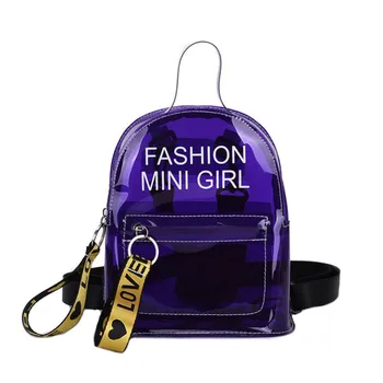 

ACELURE PVC Clear Jelly Backpack Women Transparent Backpack Cute Child Mini Bag Pack Letter Print Student Small Teens School Bag