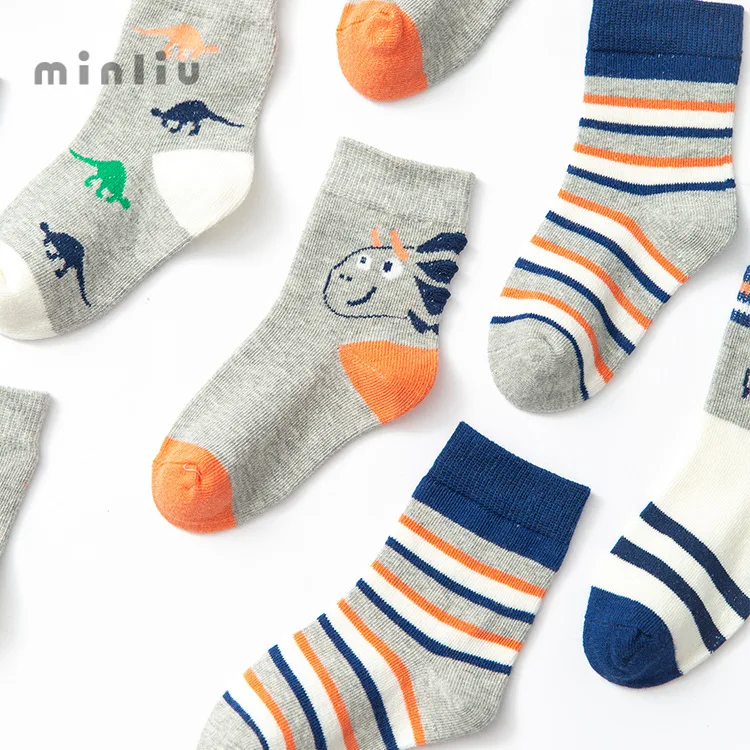 5 пар безопасных комфортных теплых хлопковых мягких носков высокого качества для новорожденных мальчиков с динозавром Kawaii стильные детские носки для девочек