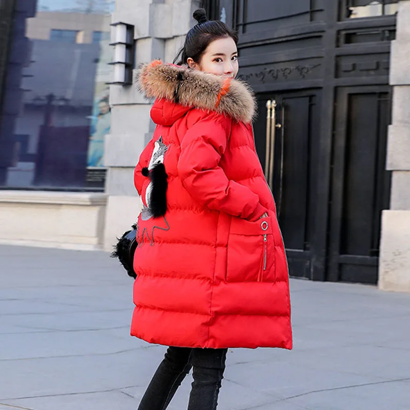 

Down Jacket Cotton-padded Clothes Women's Long 2018 Winter New Style Thick Extended Knee Dongdaemun Cotton-padded Jacket CHIC Co