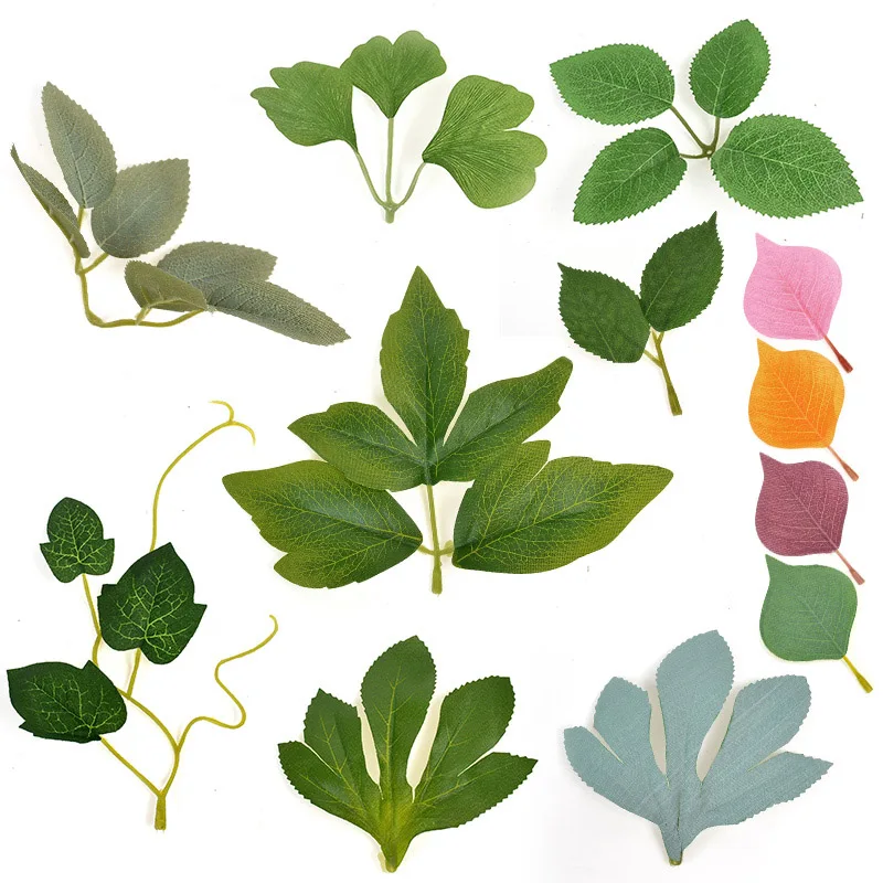 Description Picture 3 of item10Pcs Cheap Green Fake Leaves Decor Flowers For Home Wedding DIY Garden Yard Fake Flowers Accessories Artificial Plants Leaves