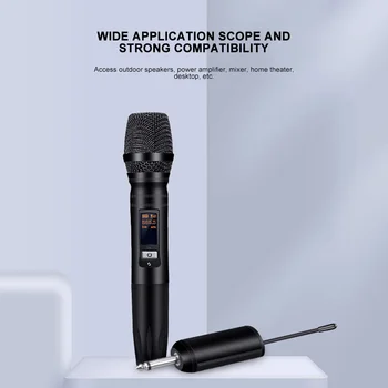 

Wireless Microphone System With Portable Receiver 1/4'' Output Selectable For Computer Karaoke Conference DJ Church Wedding