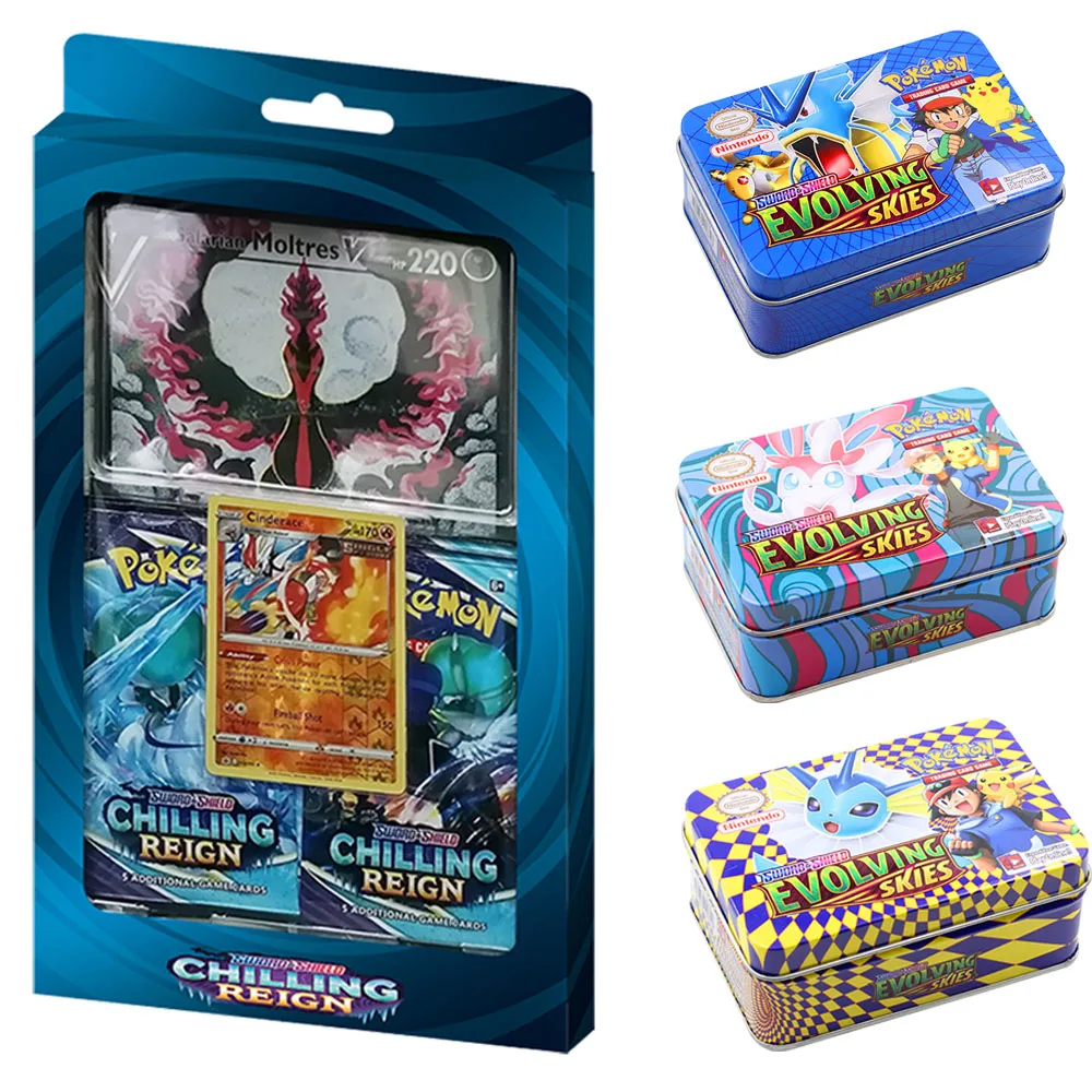 Spanish New Pokemon 200 Cards 1pcs Oversized Pokémon TCG: Sword and Shield Chilling Reign Box Trading Card Game Collection Toy | Игрушки и