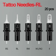 20 штук, Иглы для татуировки, картридж с круглым вкладышем#10(игла 0,30 мм) RC1003RL RC1005RLRC1007RL RC1009RL RC1014RL