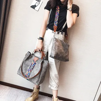 

Mother bag 2020 new matte soft face wide shoulder strap female bag contrast color shoulder bag oblique cross bag