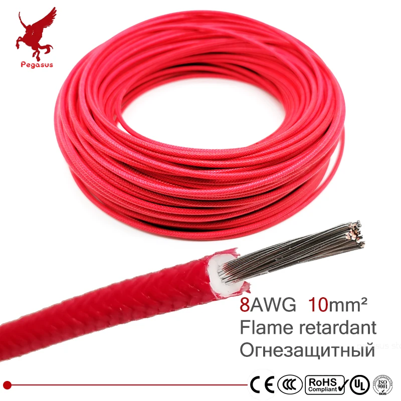 8AWG 10 квадратных миллиметров огнестойкий кабель питания провода высокой термостойкости силиконовой резины медный сердечник стекловолокна