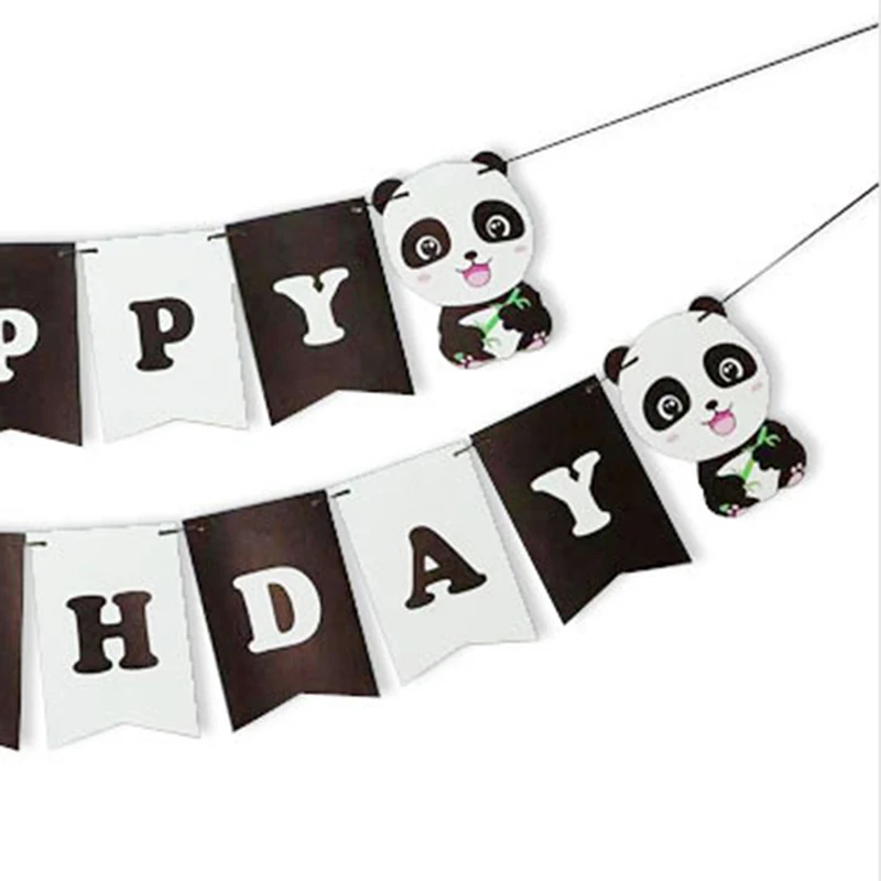 Воздушные шарики для украшения для счастливого дня рождения торт флаг баннер мультфильм панда флаг один год Свадьба Рождество для ребенка