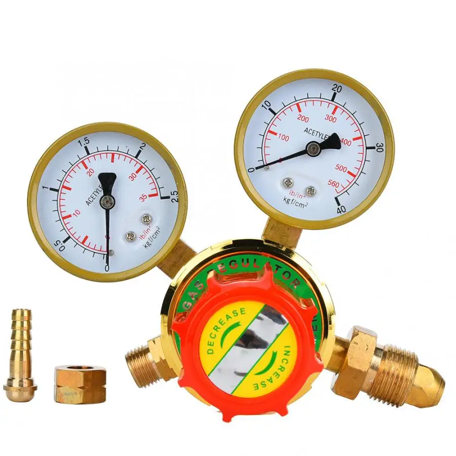WX-YQE-03 /60 Acetylene Gauge Meter Gas Acetylene Pressure Reducer for Gas Torch Welding Cutting Kit G5/8 CGA580 Gas Regulator