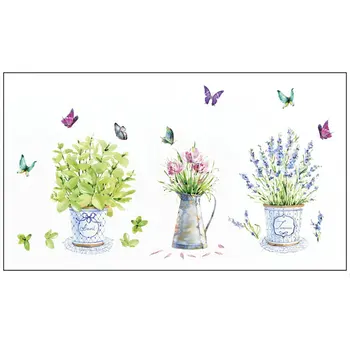 

Beautiful Flower Pot Butterfly Pattern DIY Wall Stickers Waterproof Bathroom PVC Wallpaper Stickers 65*85cm Drop Shipping