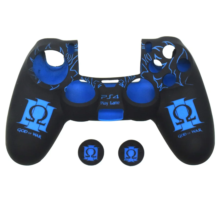 Синий PS4/Slim/Pro беспроводной контроллер шаблон силиконовый защитный чехол для кожи чехол для игровая приставка Сони 4 PS 4 джойстик аксессуары - Цвет: Синий