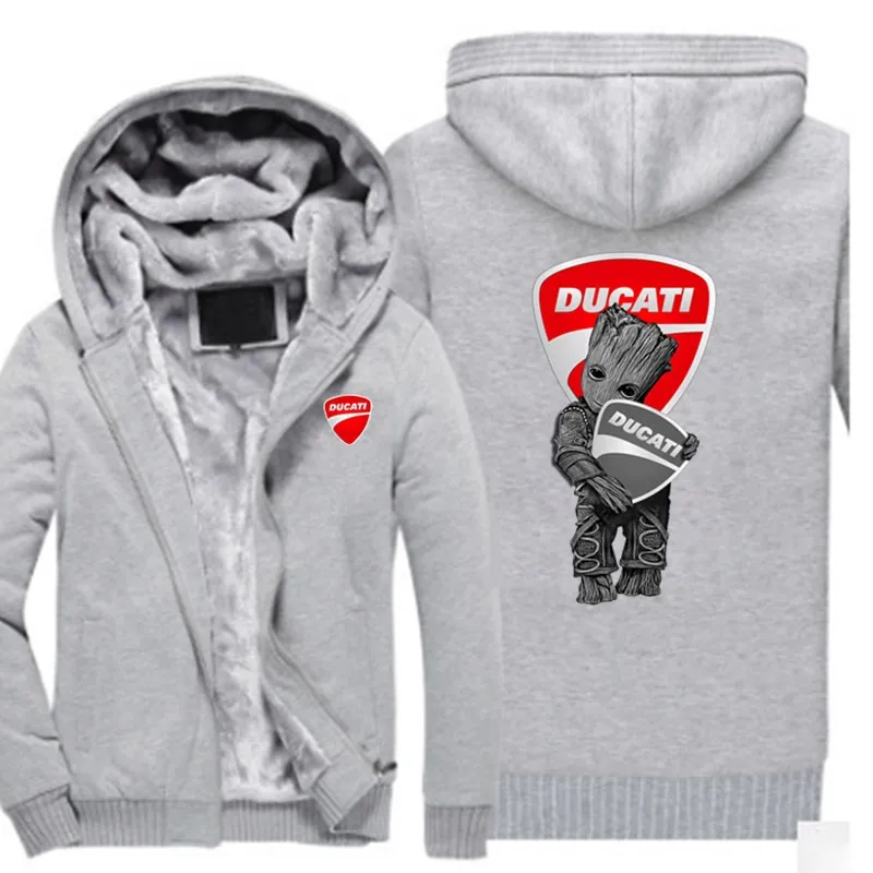 Новая зимняя куртка Ducati с принтом логотипа автомобиля плюс бархатная стеганая куртка на молнии теплая Толстовка Повседневная модная Harajuku мужская хлопковая куртка