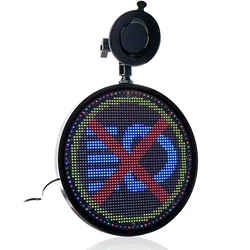 Painel programável automotivo de led 12v, redondo, painel com rolagem, informações wi fi, 8 configurações, controle remoto, painel rgb