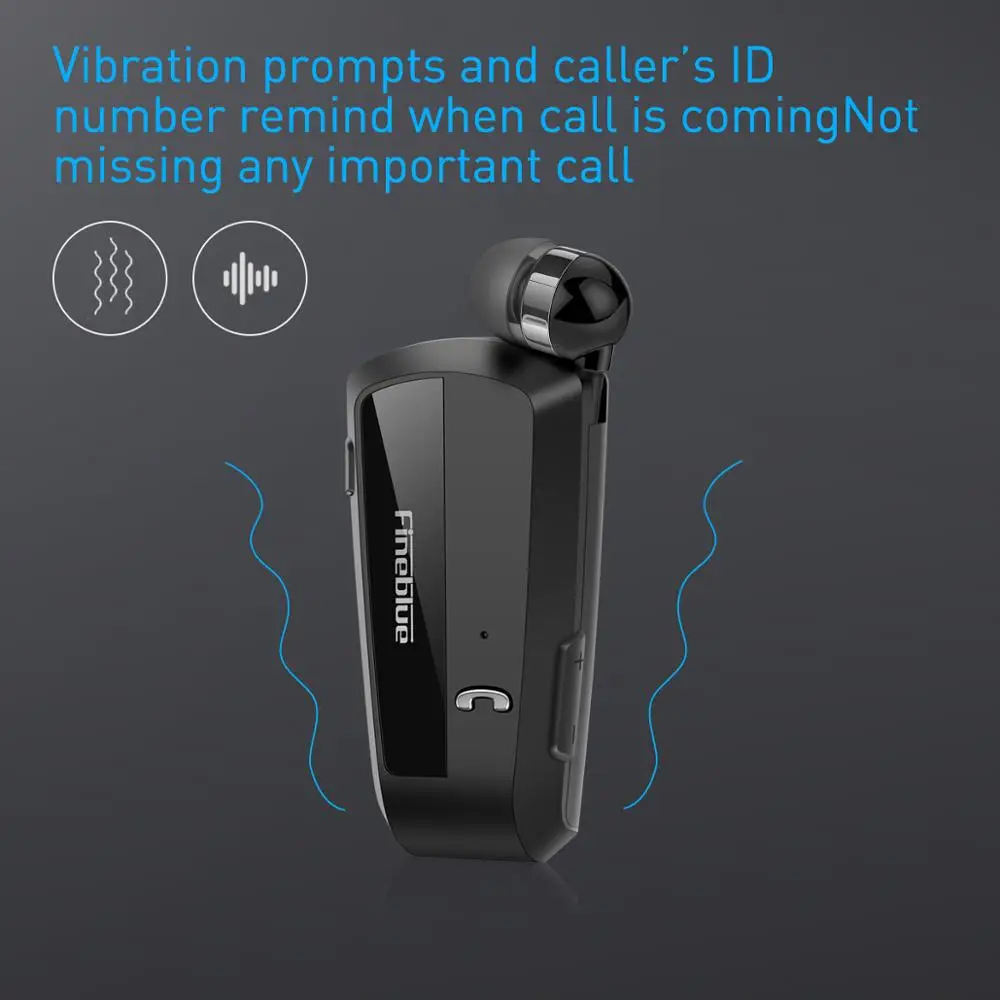 Fineblue F990 Беспроводная бизнес bluetooth-гарнитура, спортивные наушники для водителя, телескопические стерео наушники-вкладыши с клипсой, вибрация, роскошный черный цвет
