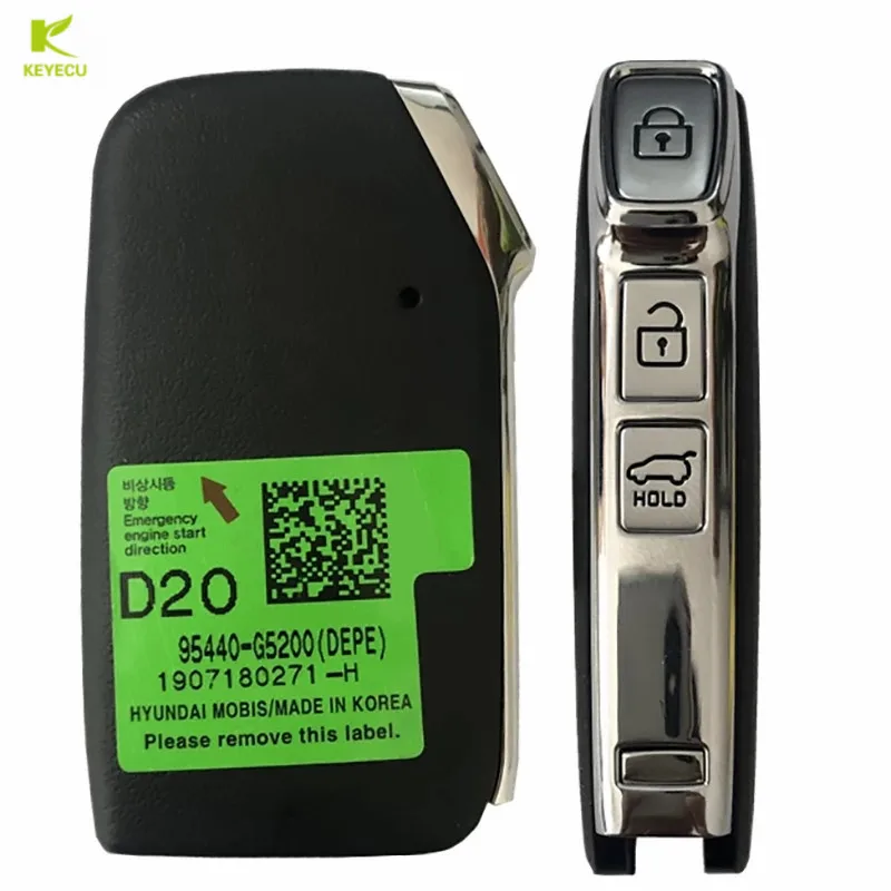 KEYECU Replacement Smart Remote Key FOB 3 Button 433MHz ID47 for Kia Niro FOB-4F23, P/N: 95440-G5200