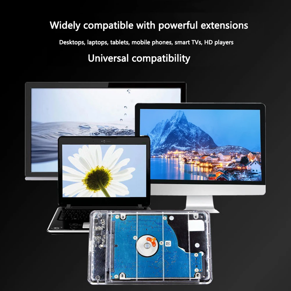 VODOOL 2.5inch Transparent HDD SSD Case Enclosure SATA III to USB 3.0 SSD Solid State Hard Drive Disk Box for Laptop Notebook PC portable hard disk case