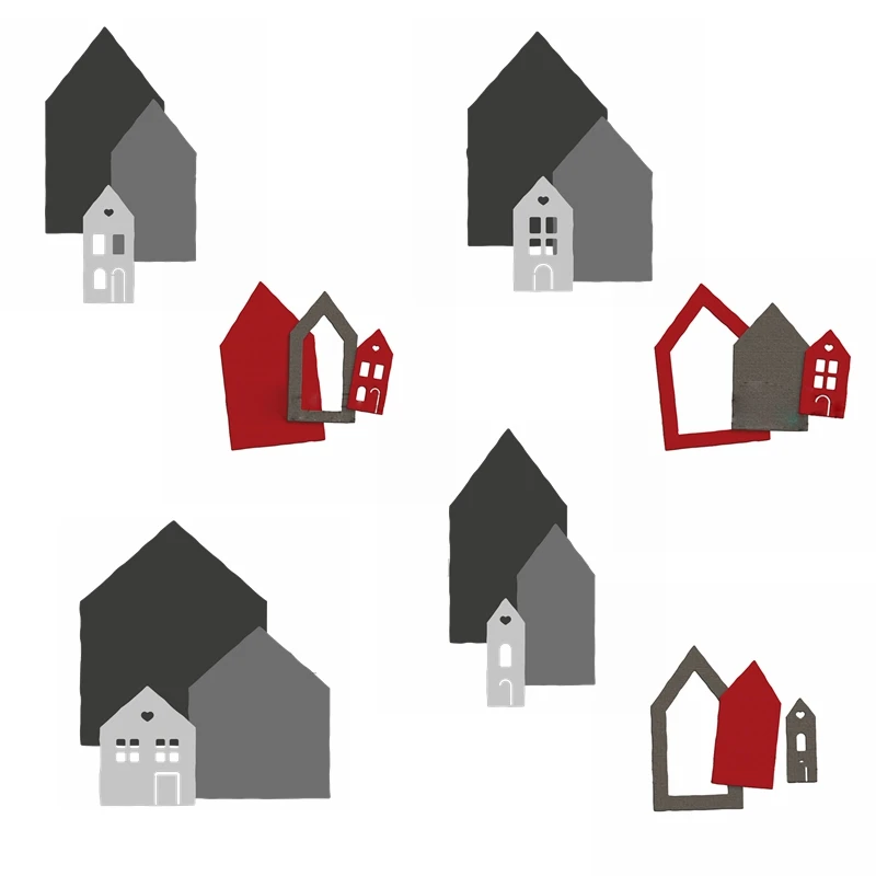 

Overlapped Houses Metal Cutting Dies Various Decorative Houses Die Cuts For Card Making DIY Scrapbooking New 2019 Crafts Cards