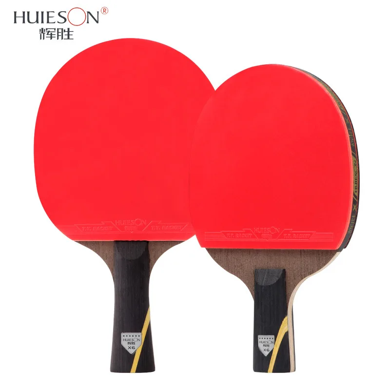 Huieson, 2 шт., Модернизированная углеродная ракетка для настольного тенниса, набор, 5 звезд, мощная ракетка для пинг-понга, Летучая мышь с двойным лицом, прыщи из резины