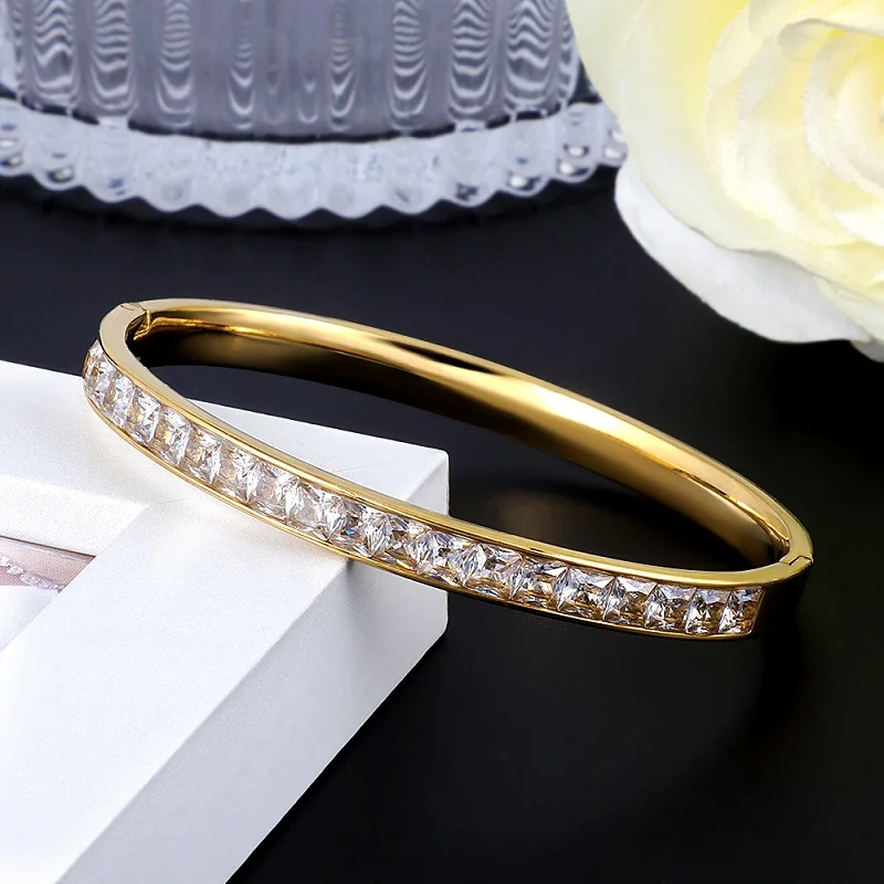 Классические брендовые золотистые Серебристые браслеты для женщин, модные, полностью белые, CZ Кристаллы вокруг браслетов и браслетов для женщин и девушек