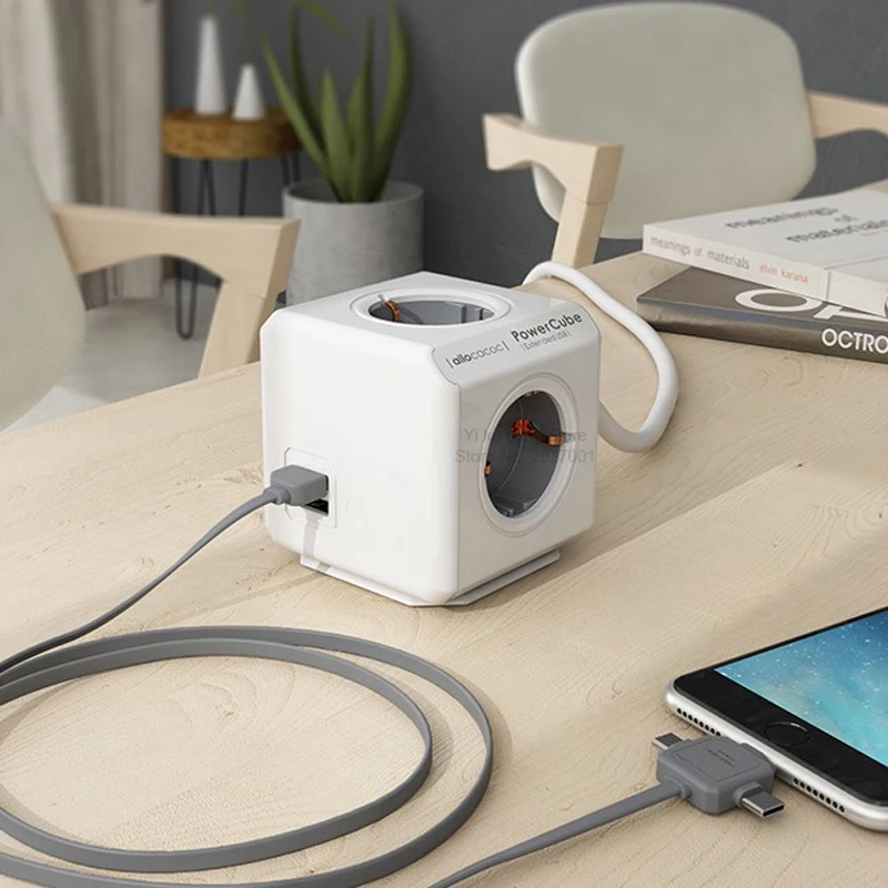 Allocacoc Powercube удлинитель для розетки умная удлинительная лента питания USB с кабелем