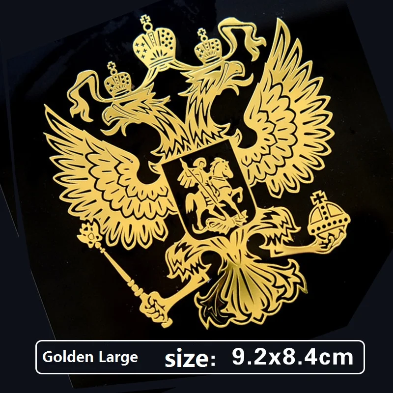 

Hot New 1 Pc Coat of Arms of Russia Auto Car Sticker Russian Eagle Decal Stickers For Car Styling Gold / Sliver High Quality