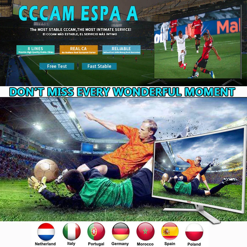 

2020 stable HD cline Spain Portugal Germany Netherlands Italy server 1 year 8 line Europe Cccam ESPA A satellite TV recei