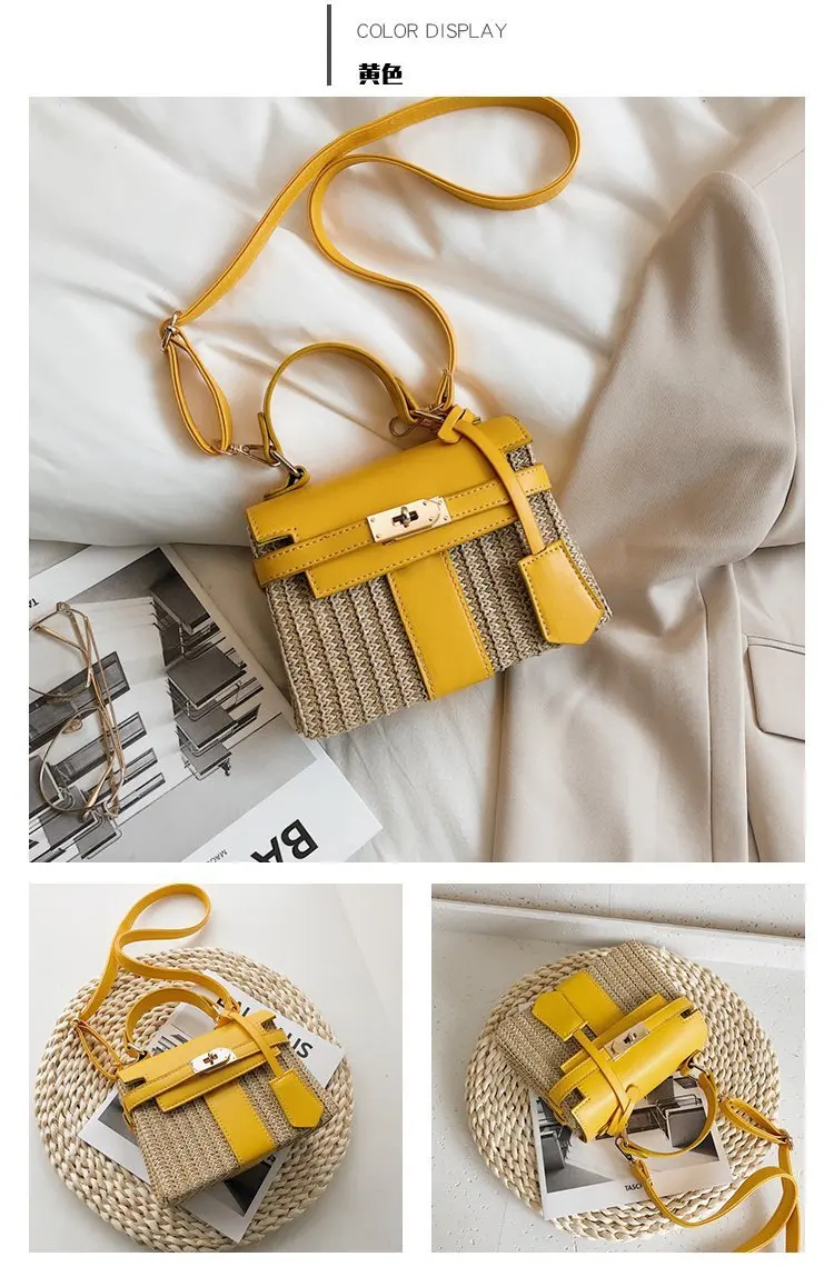 Fashion Summer straw bag Women Handbags Designer Wicker Woven Hobo Bag tote beach bag PU 2022 Summer New Flap Crossbody Bag