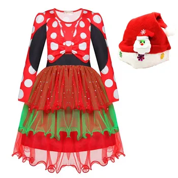 

Winter Girls Mickey Dress Kids Christmas Carnival Party Mickey Mouse Clothes Princess Dresses Long Sleeve Mesh Vestidos for Girl