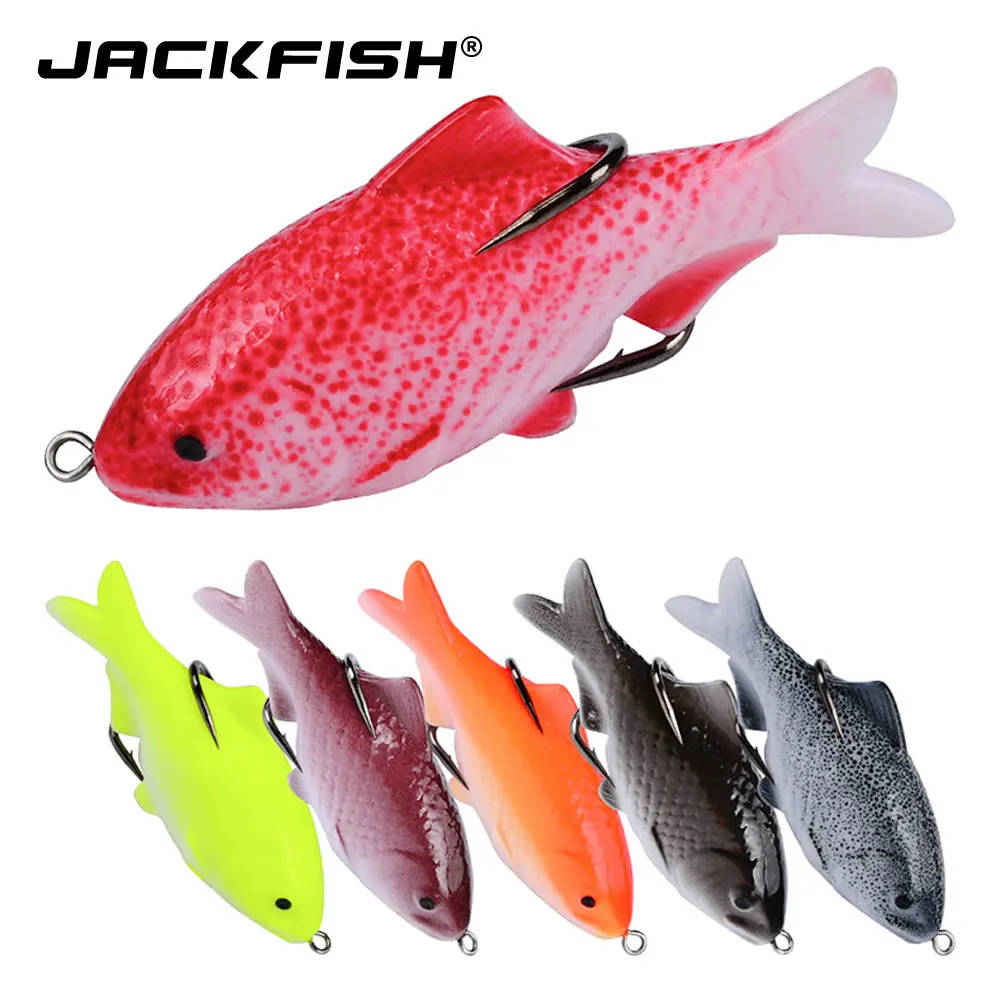 

JACKFISH 1PC 9.5cm 18g 3D Soft Bait Fishing Lures double Hooks Top water Artificial plastic Swimbait Crank Use For Rig Fishing