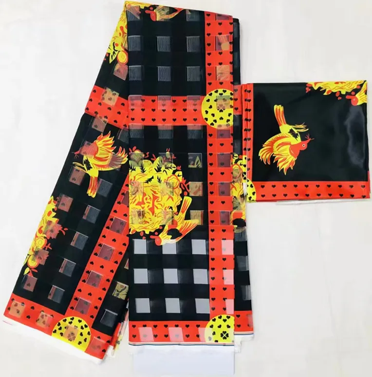 Органза ткань чистый шелк ткань африканская ткань абкара африканская вощеная ткань принтом 2+ 4 ярда органза лента шелк для вечеринки платье MM-C2