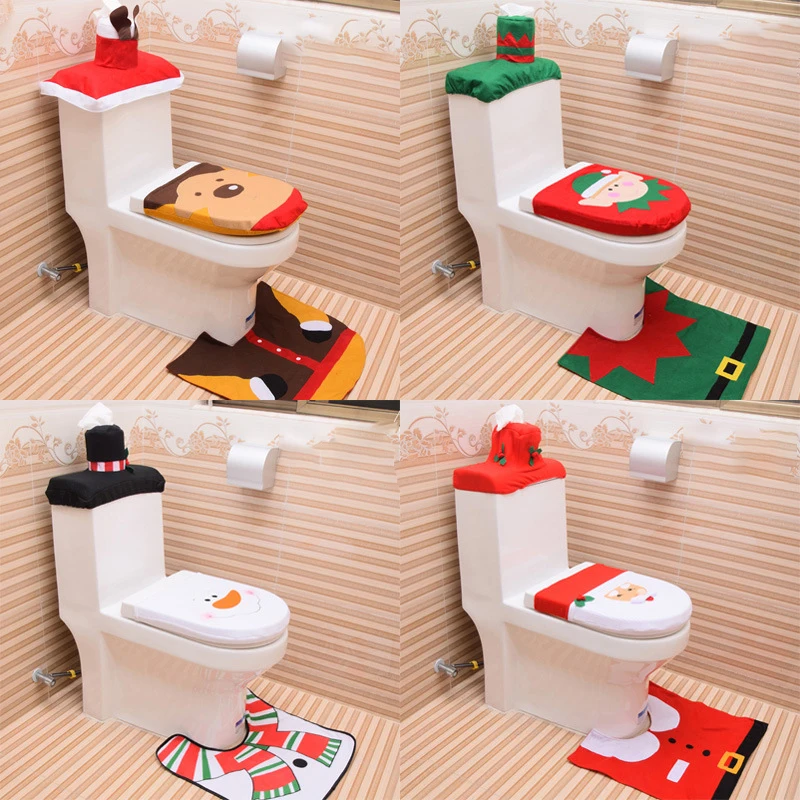 3 шт. новогоднее сиденье для унитаза деда мороза снеговика лося эльфа