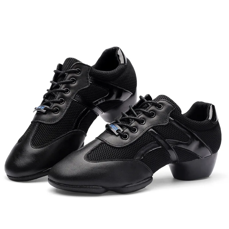 

3cm Professional Teacher women Dance Shoes Black Real Leather Trainning Latin Salsa Ballroom Dance Shoes In Polyurethane Sole