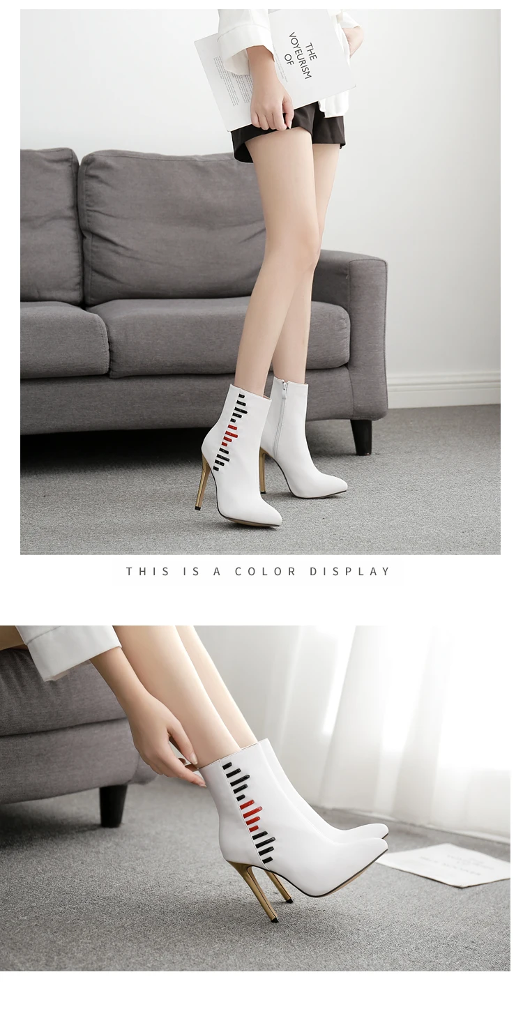Bootee/ г. Женские ботинки до середины икры обувь на молнии Роскошные Дизайнерские Ботиночки женские модные элегантные ботинки белого цвета на осень-зиму