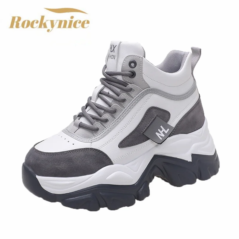 Zapatos de plataforma alta para mujer, zapatillas gruesas cómodas de 7CM,  cuñas de cuero transpirables, zapatos deportivos informales para papá,  novedad de primavera 2022|Zapatos vulcanizados de mujer| - AliExpress
