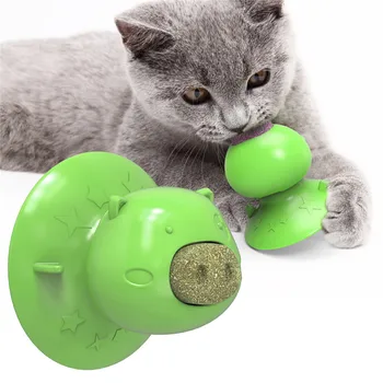 

Catnip Ball with Suction Cup Edible Kitty Toys for Cats Lick Safe Healthy Mint Kitten Toys Teeth Cleaning Dental Cat Toy