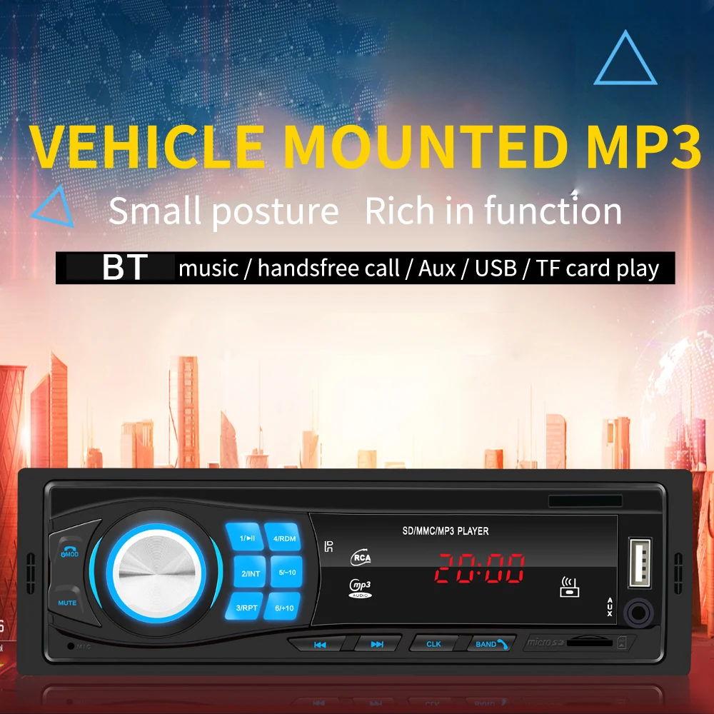 Автомобильный стерео MP3-плеер Hands-free автомобильный стерео MP3-плеер стерео приемник в тире головное устройство Bt USB AUX FM радио приемник