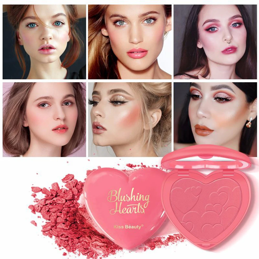 kiss beauty face blusher peach powder pink makeup blush pallete