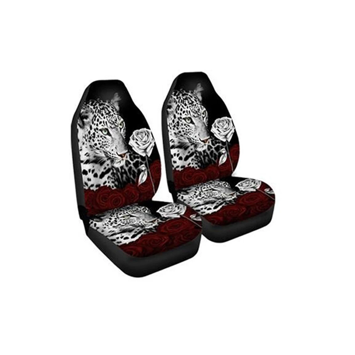 2pcs Leopard Чехол на переднее автомобильное сиденье с 3D-принтом в виде животных, с принтом павлина, универсальная защитная подушка на сиденье автомобиля, полный Чехол для большинства автомобилей для внедорожников - Название цвета: 2pcs Leopard