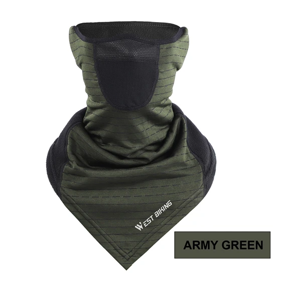 Army Green Mask WEST BIKING, зимняя велосипедная маска, термальная флисовая велосипедная маска для лица, лыжная маска для сноуборда, бега, Спортивная маска, теплая полосатая велосипедная маска - Цвет: Army Green Mask