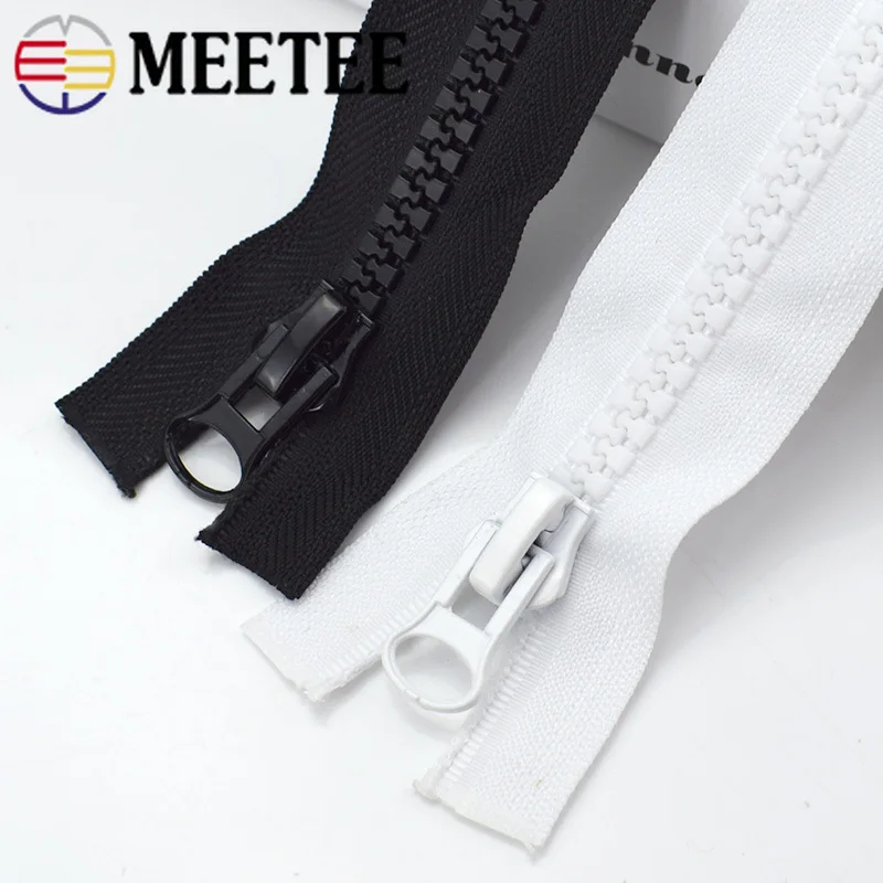Meetee 2pcs 60-500cm 8# Double/Single Sliders Resin Zipper Open-End Auto Lock Zip DIY Down Jacket Tent Sewing Costume Accessory