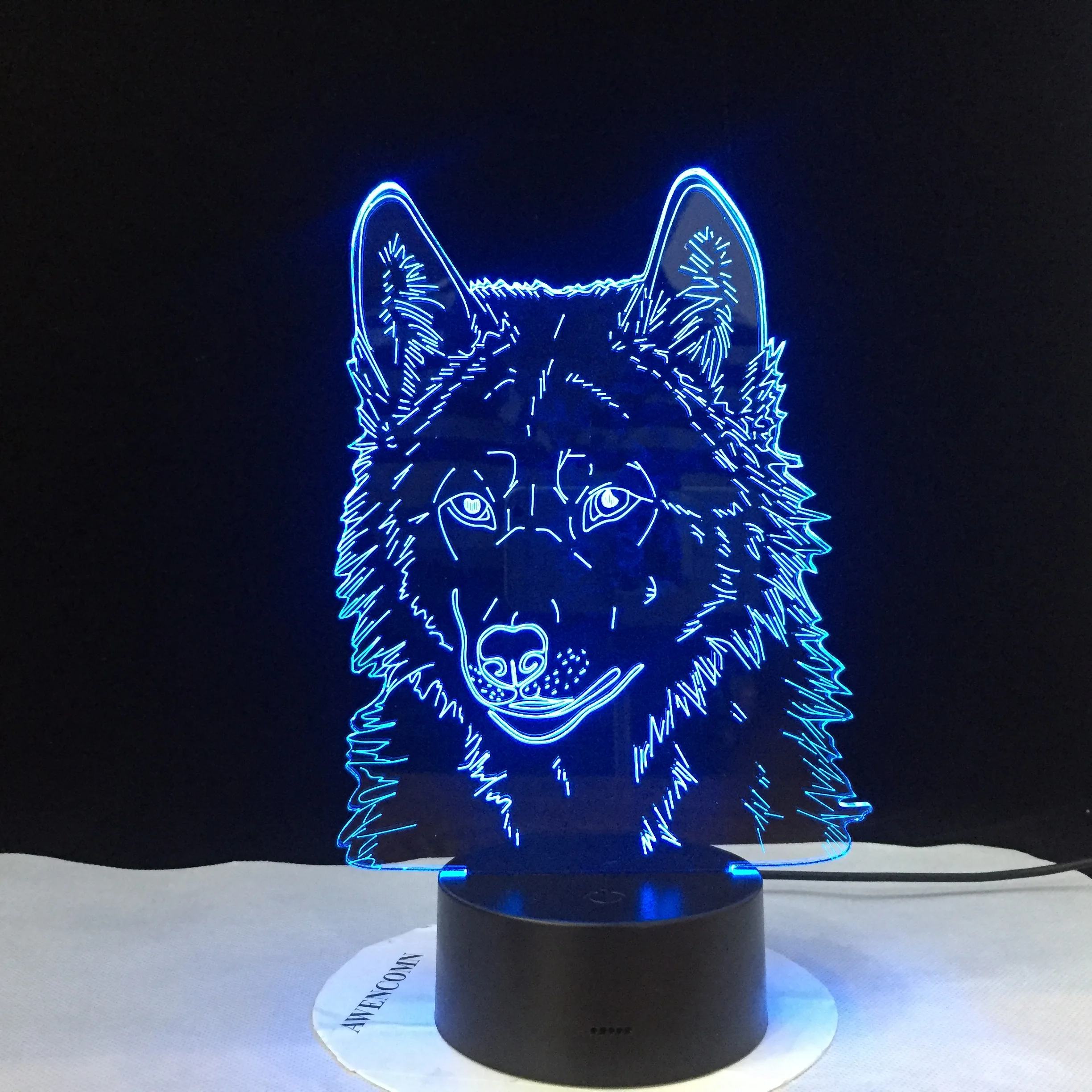 Настольная лампа с 3D изображением волков, светодиодный USB креативный ночной Светильник для сна, прикроватный светильник, декор для спальни, подарки для детей