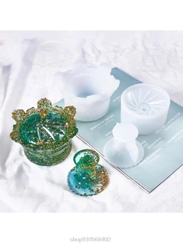 

Crystal Epoxy Resin Mold Crown Storage Box Organizer Casting Silicone Mould DIY Crafts Container Making Tool O08 20 Dropshipping
