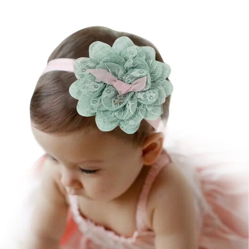 Baby Girl Headband Infant Hair Accessories Clothes Band Floral Newborn Lace Flower Tiara Headwear Elastic Headband