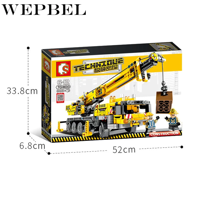  WEPBEL 665pcs Technic Engineering Lifting Crane Car Building Blocks Compatible Legoed Technic Enlig