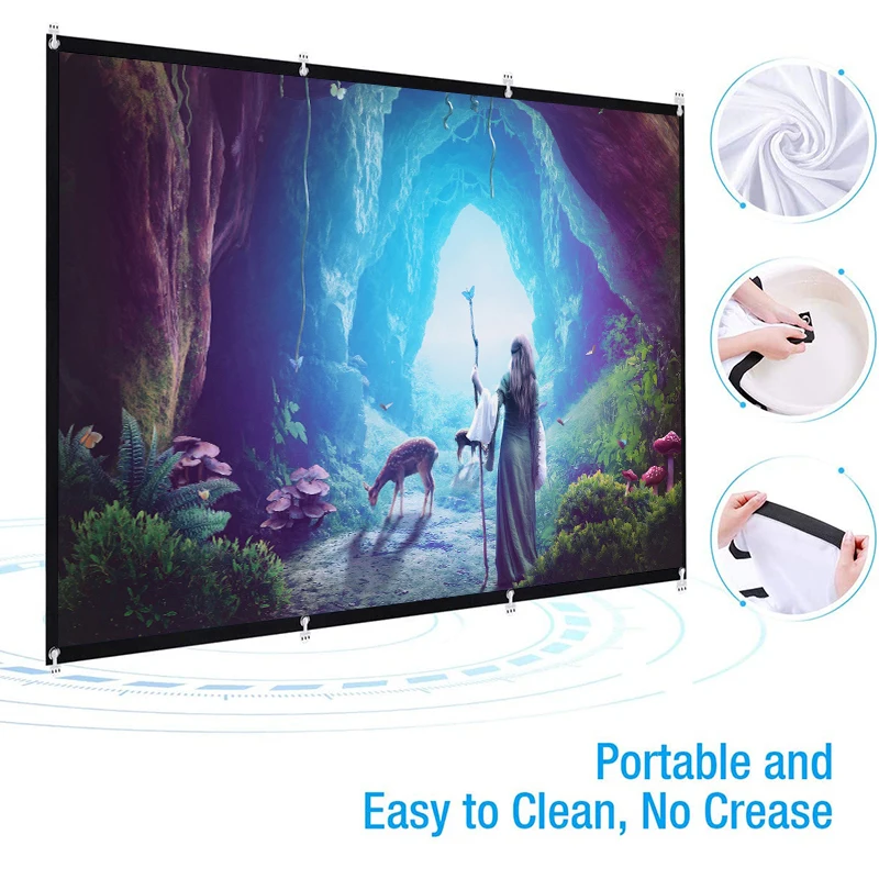 

16:9 60-150 Inch Projector HD Screen Canvas Front Home Theatre Projection Screen Movie Projector Screen High Brightness Foldable
