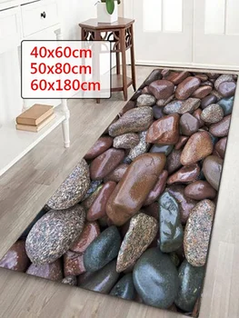 

WUJIE 3D Printed Simulated Pebble Area Rugs for Living Room Anti-slip Carpet Doormat Kitchen Rug Floor Mat Farmhouse Home Decor