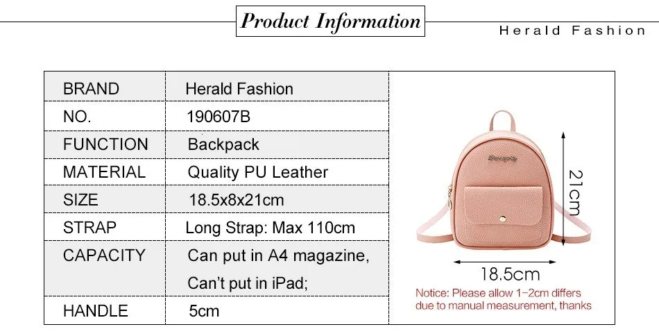 Herald модный мини женский рюкзак, качественная кожаная сумка на плечо для девочки-подростка, Многофункциональный маленький рюкзак, Женский чехол для телефона