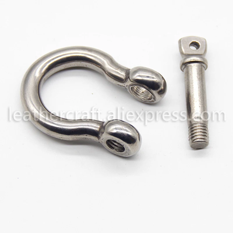 1 개 스테인레스 스틸 Carabiner D 보우 걸쇠 Fob 열쇠 고리 열쇠 고리 후크 나사 조인트 커넥터 버클 솔리드 메탈 2 크기
