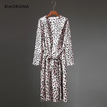 BIAORUINA, женский коралловый флис, Леопардовый принт, зимний халат, женский толстый, сохраняющий тепло, длинный халат, спальное нижнее белье с поясом