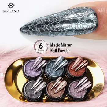 

SAVILAND Nail Glitter Magical Mirror Reflected Pigment DIY Bubble Nails Soap Foam Shell Nail Art Decorations Tools Voronoi