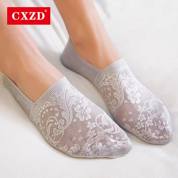 

CXZD Fashion Women Girls Summer Socks Style Lace Flower Short Sock Antiskid Invisible Ankle Socks 2019
