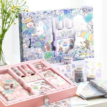 

Ins Style Korean Cute Student Hand Account DIY Loose-leaf Notebook with Bookmark Tape Note Stickers Stationery Gift Box Set